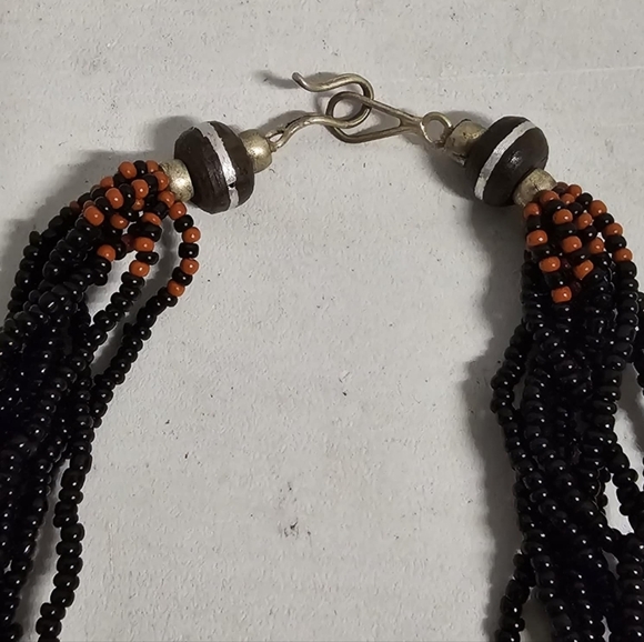 Authentic Tuareg Silver Amulet Multi Strand African  Black  Seed Necklace RARE - Picture 4 of 8